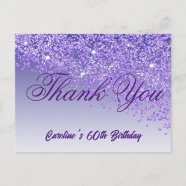 Paarse Glitter, 60ste Verjaardag Bedankt Briefkaart