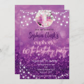 Paarse Glitter 60th Birthday Euphoria Kaart (Voorkant / Achterkant)