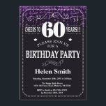 Paarse Glitter 60th Birthday Invitation Kaart<br><div class="desc">Paarse Glitter 60th Birthday Invitation. Witte Typografie. Achtergrond zwart-wit karton. Volwassen verjaardag. Mannelijke Mannen of vrouwen: Birthday. Kinder jongen of meisje Lady Teen Teenage Bday Invite. 13e 15e 16e 18e 21e 30e 40e 50e 60e 70e 80e 90e 100e. Elke leeftijd. Voor verdere aanpassing, te klikken gelieve de knoop "van de...</div>