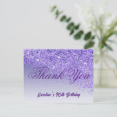 Paarse Glitter, 90ste Verjaardag Bedankt Briefkaart (Staand voorkant)