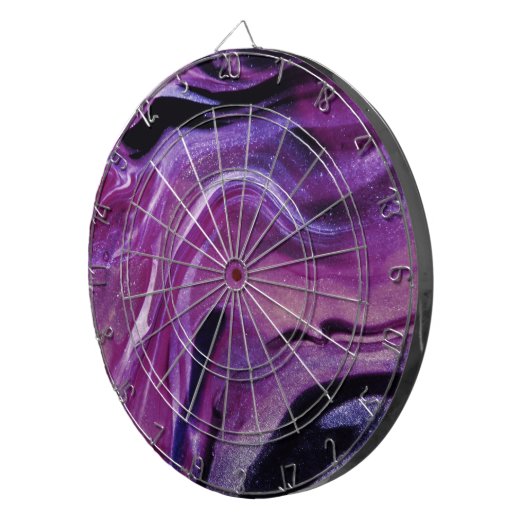 Paarse glitter Abstract gemarmerde acrylverf Dartbord (Voorkant Rechts)