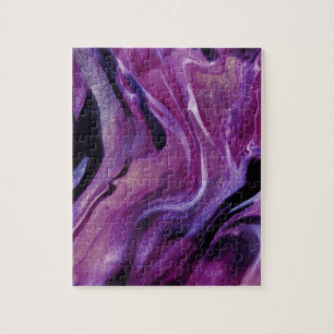 Paarse glitter Abstract gemarmerde acrylverf Legpuzzel
