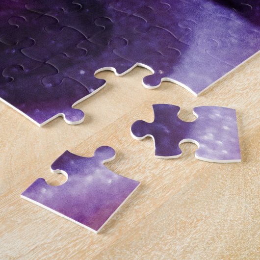 Paarse glitter Abstract gemarmerde acrylverf Legpuzzel (Zijkant)