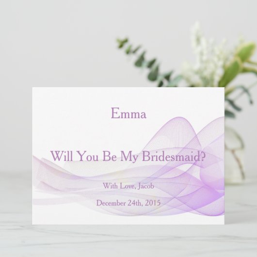 Paarse Glitter Abstract word je mijn Bridesmaid Kaart (Staand voorkant)