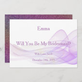 Paarse Glitter Abstract word je mijn Bridesmaid Kaart (Voorkant / Achterkant)