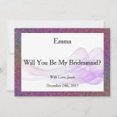 Paarse Glitter Abstract word je mijn Bridesmaid Kaart (Voorkant)