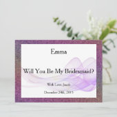 Paarse Glitter Abstract word je mijn Bridesmaid Kaart (Staand voorkant)