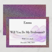 Paarse Glitter Abstract word je mijn Bridesmaid Kaart (Voorkant / Achterkant)