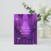 Paarse Glitter-achtige Star Birthday Dank je kaart (Staand voorkant)