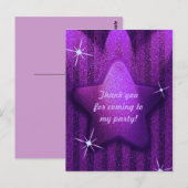 Paarse Glitter-achtige Star Birthday Dank je kaart (Voorkant / Achterkant)
