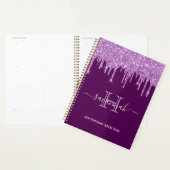 Paarse glitter afspraak boek 2023 monogram planner (Display)