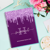 Paarse glitter afspraak boek 2023 monogram planner