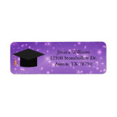 Paarse Glitter Afstudeerfeest Retouradres Etiket (Voorkant)