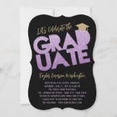 Paarse Glitter Afstuderen Cutout Graduation Party Kaart (Voorkant)