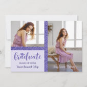 Paarse glitter Afstuderen Eenvoudige 2 foto's Afst (Voorkant)
