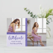 Paarse glitter Afstuderen Eenvoudige 2 foto's Afst (Staand voorkant)