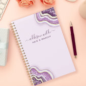 Paarse Glitter Agate Gepersonaliseerde Zakelijke Planner