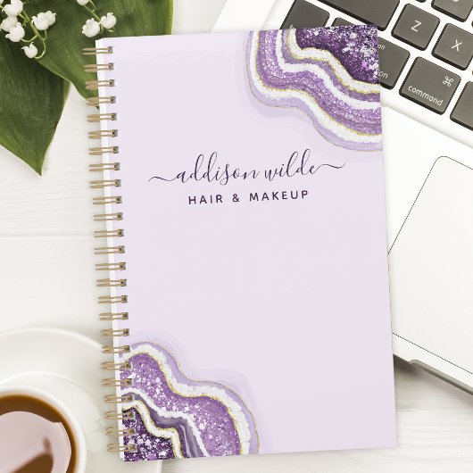 Paarse Glitter Agate Gepersonaliseerde Zakelijke Planner