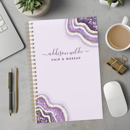 Paarse Glitter Agate gepersonaliseerde zaken Planner