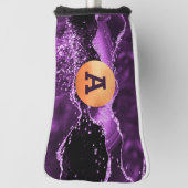Paarse glitter agate marble gold monogram gol golfheadcover (Draai 90)