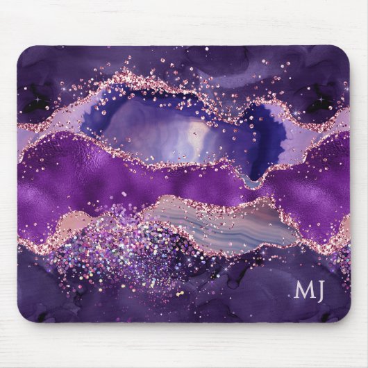 Paarse Glitter Agate Textuur Muismat (Voorkant)