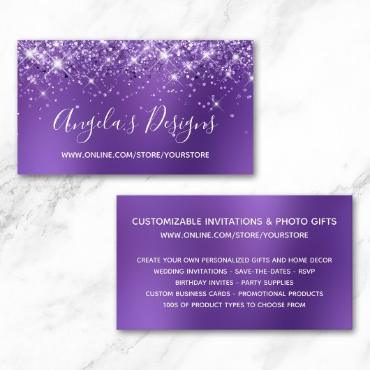 Paarse Glitter Amethyst Blur Webwinkel Visitekaartje