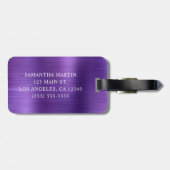 Paarse Glitter Amethyst Folie Fancy Monogram Bagagelabel (Achterkant horizontaal)