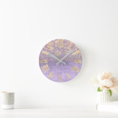 Paarse Glitter Amethyst Lavender Confetti Gold Ronde Klok (Huis)
