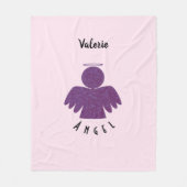 Paarse Glitter Angel Fleece Deken (Voorkant)