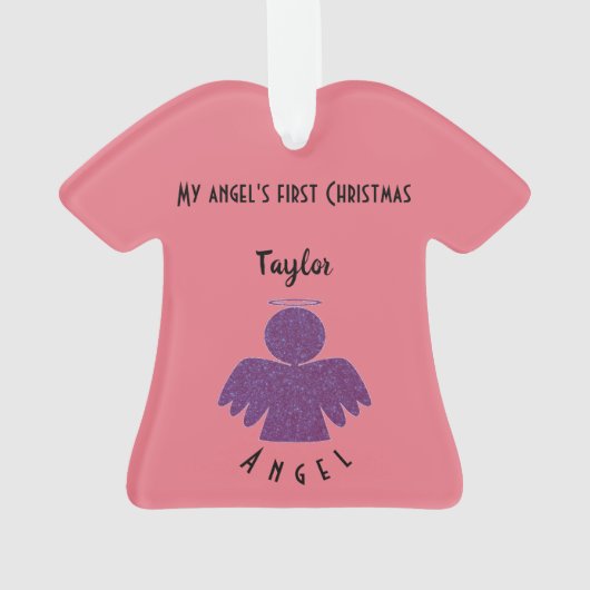 Paarse Glitter Angel Ornament (achterkant)