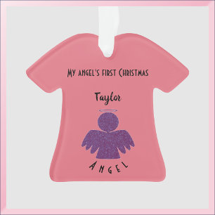 Paarse Glitter Angel Ornament