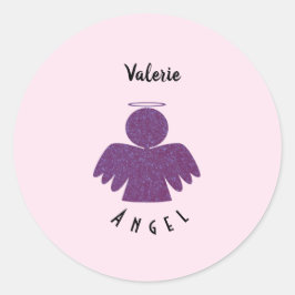  Paarse Glitter Angel Ronde Sticker