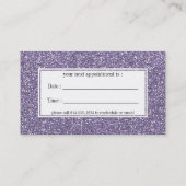 Paarse Glitter Appointment Visitekaartjes Afsprakenkaartje (Achterkant)