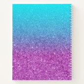 Paarse Glitter Aqua Ombre links Behandeld Notitieboek (Achterkant)