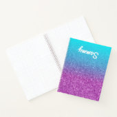 Paarse Glitter Aqua Ombre links Behandeld Notitieboek (Binnen)