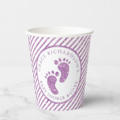 Paarse Glitter Baby Feet Baby shower Gepersonalise Papieren Bekers (Voorkant)