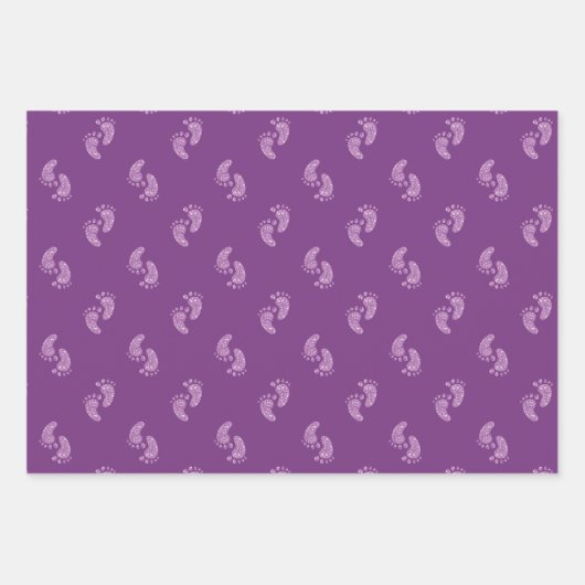 Paarse Glitter Baby Feet Baby shower Inpakpapier Vel (Voorkant)