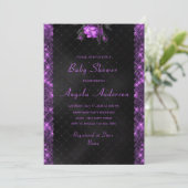 Paarse Glitter Baby Jongen Douche Uitnodiging Kaar (Staand voorkant)