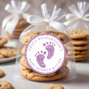 Paarse Glitter Baby shower Favoriet Sticker