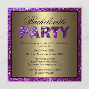 Paarse Glitter Bachelorette Kaart