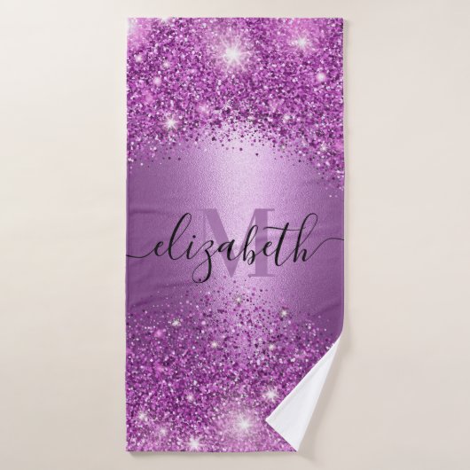 Paarse Glitter Badhanddoek (Badhanddoek)