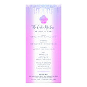Paarse Glitter Bakery Cupcake Pastry Chef Menu (Voorkant)