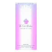 Paarse Glitter Bakery Cupcake Pastry Chef Menu (Achterkant)