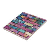 Paarse Glitter Baksteenpatroon Tegeltje (Zijkant)