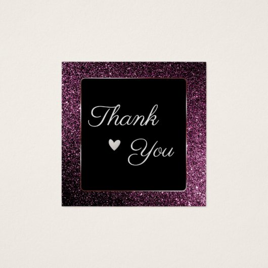 paarse glitter bedankt voor je profielkaart vierkante visitekaartjes (Voorkant)