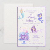 Paarse glitter & betoverende zeemeermin onder zee kaart (Voorkant / Achterkant)