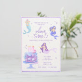 Paarse glitter & betoverende zeemeermin onder zee kaart (Staand voorkant)