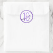 Paarse Glitter Birthday Party Favor Ronde Sticker (Tas)