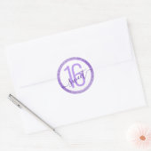 Paarse Glitter Birthday Party Favor Ronde Sticker (Envelop)