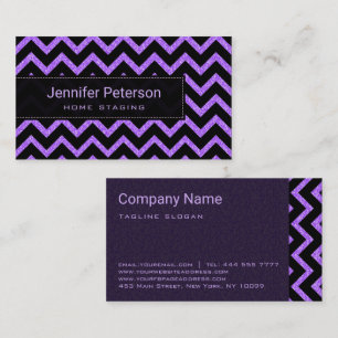 Paarse Glitter Black Chevron Visitekaartje